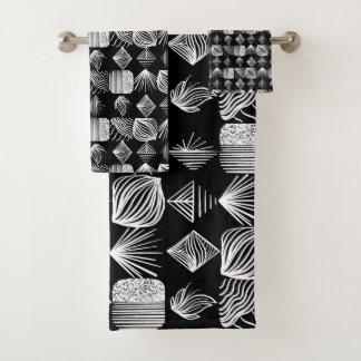 Bold Caribbean Tribal Mudcloth - Zwart & Wit, Bad Handdoek