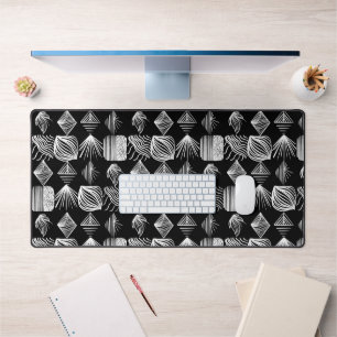 Bold Caribbean Tribal Mudcloth - Zwart & Wit, Bureaumat
