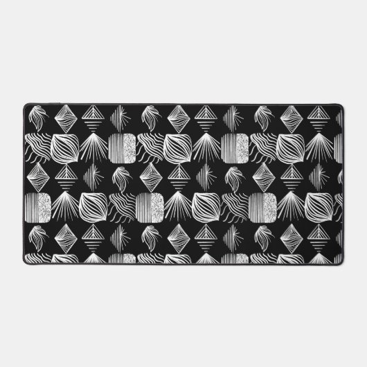 Bold Caribbean Tribal Mudcloth - Zwart & Wit, Bureaumat (Voorkant)