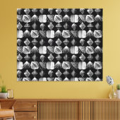 Bold Caribbean Tribal Mudcloth - Zwart & Wit, Canvas Afdruk (Insitu (Woonkamer))