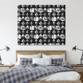 Bold Caribbean Tribal Mudcloth - Zwart & Wit, Canvas Afdruk (Insitu (Slaapkamer))