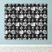 Bold Caribbean Tribal Mudcloth - Zwart & Wit, Canvas Afdruk (Insitu (Houten vloer))