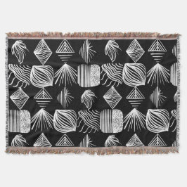Bold Caribbean Tribal Mudcloth - Zwart & Wit, Deken