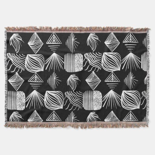 Bold Caribbean Tribal Mudcloth - Zwart & Wit, Deken (Voorkant)