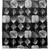 Bold Caribbean Tribal Mudcloth - Zwart & Wit, Douchegordijn (Voorkant)