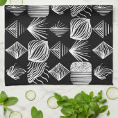 Bold Caribbean Tribal Mudcloth - Zwart & Wit, Theedoek (Gevouwen)