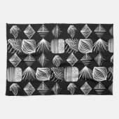 Bold Caribbean Tribal Mudcloth - Zwart & Wit, Theedoek (Horizontaal)