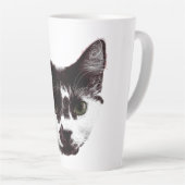 Bold Cat Gaze | Ink Style Mug Latte Mok (Rechterhoek)