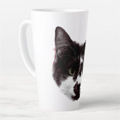 Bold Cat Gaze | Ink Style Mug Latte Mok (Linkerhoek)