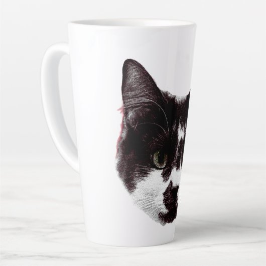 Bold Cat Gaze | Ink Style Mug Latte Mok (Linkerhoek)