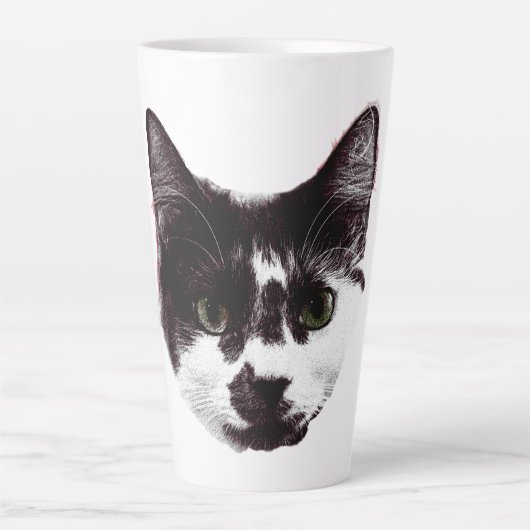 Bold Cat Gaze | Ink Style Mug Latte Mok (Voorkant)