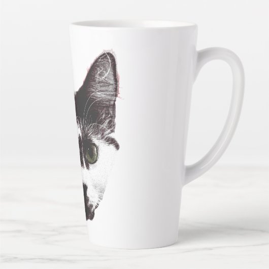 Bold Cat Gaze | Ink Style Mug Latte Mok (Rechts)
