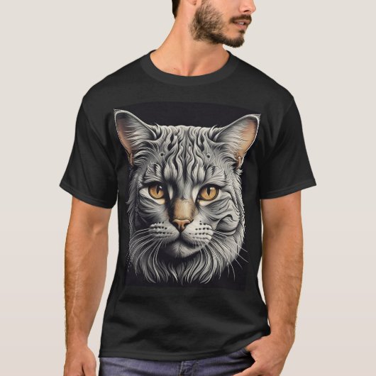 Bold Cat Head Graphic T-Shirt – Stijlvol & Trendy (Voorkant)
