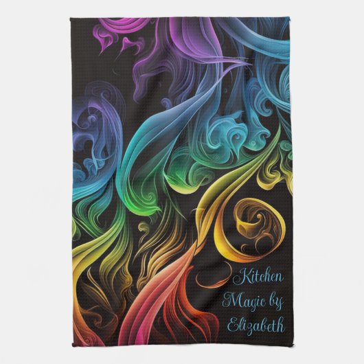 Bold Chakra Rainbow Abstracte Rook Personaliseren Theedoek (Verticaal)