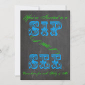 BOLD Chalkboard Sip en See Baby shower Boy Invite Kaart (Voorkant)