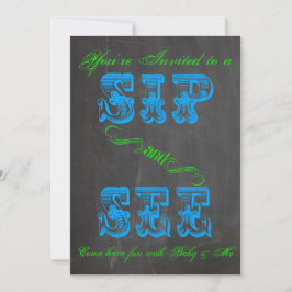BOLD Chalkboard Sip en See Baby shower Boy Invite Kaart