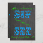 BOLD Chalkboard Sip en See Baby shower Boy Invite Kaart (Voorkant / Achterkant)