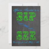 BOLD Chalkboard Sip & See Baby shower Boy 2 Invite Kaart (Voorkant)