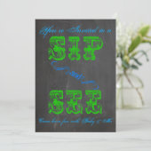 BOLD Chalkboard Sip & See Baby shower Boy 2 Invite Kaart (Staand voorkant)
