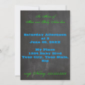 BOLD Chalkboard Sip & See Baby shower Boy 2 Invite Kaart (Achterkant)