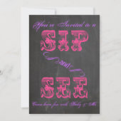 BOLD Chalkboard Sip & See Baby shower Girl Invite Kaart (Voorkant)