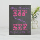 BOLD Chalkboard Sip & See Baby shower Girl Invite Kaart (Staand voorkant)