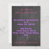 BOLD Chalkboard Sip & See Baby shower Girl Invite Kaart (Achterkant)