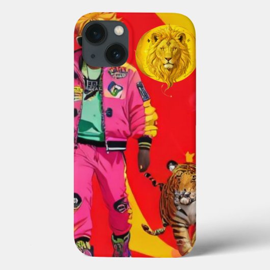 Bold Charisma Tiger Phone Case – Vibrant Dopamine  (Achterkant)
