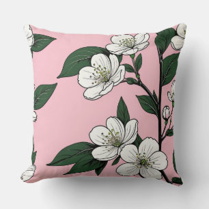 Bold Cherry Blossoms op Roze Kussen