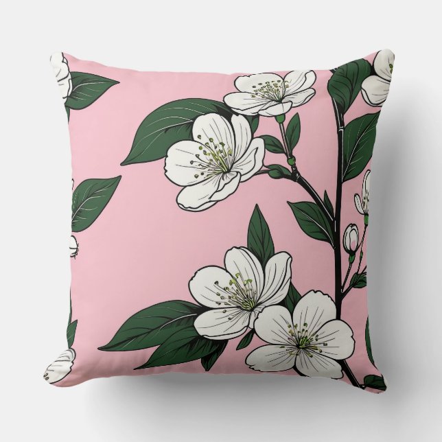 Bold Cherry Blossoms op Roze Kussen (Voorkant)