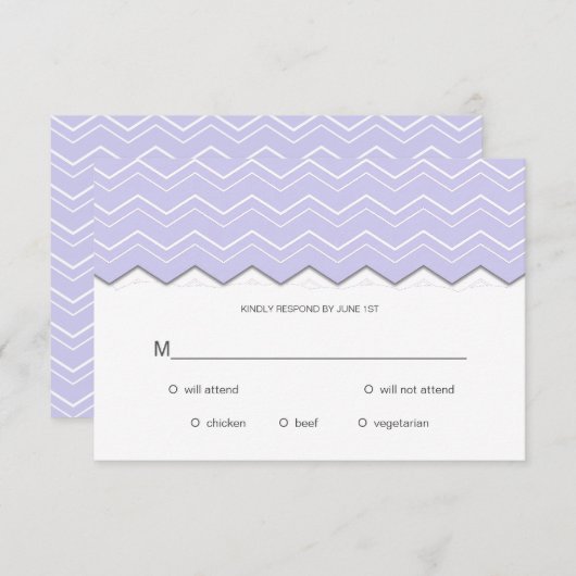 Bold Chevron Lavender Paarse RSVP (Voorkant / Achterkant)