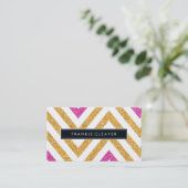 BOLD CHEVRON PATROON trendy moderne gouden glitter Visitekaartje (Staand voorkant)