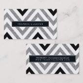 BOLD CHEVRON PATROON trendy moderne zilveren glitt Visitekaartje (Voorkant / Achterkant)