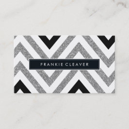 BOLD CHEVRON PATROON trendy moderne zilveren glitt Visitekaartje