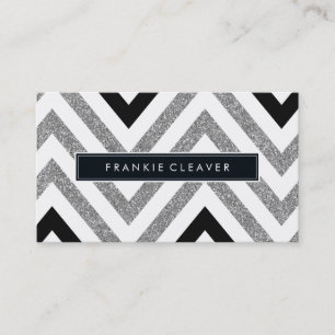 BOLD CHEVRON PATROON trendy moderne zilveren glitt Visitekaartje