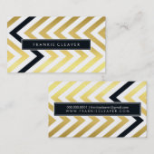 BOLD CHEVRON PATTERN trendy gouden folie zwart Visitekaartje (Voorkant / Achterkant)