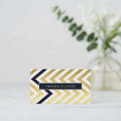 BOLD CHEVRON PATTERN trendy gouden folie zwart Visitekaartje (Staand voorkant)