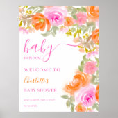 Bold Chic Baby in Bloom Floral Baby shower Welkom Poster (Voorkant)