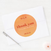 Bold Chic Orange Sunset Monogram Thank You Wedding Ronde Sticker (Envelop)