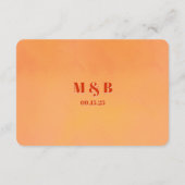 Bold Chic Orange Sunset Monogram Wedding Details Informatiekaartje (Achterkant)