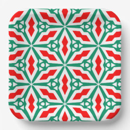 Bold Christmas Red en Green Snowflake Star Bord