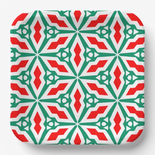 Bold Christmas Red en Green Snowflake Star Bord (Voorkant)