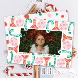 Bold Chunky Geometric Joy Colorful Moderne Foto Feestdagenkaart