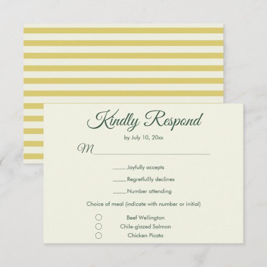 Bold Citrus Yellow Green Elegant Chic Wedding RSVP Kaartje (Voorkant / Achterkant)