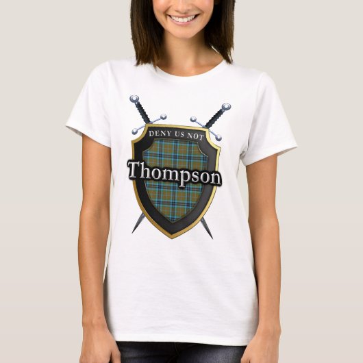 Bold Clan Thompson Tartan Schots Schild T-shirt (Voorkant)