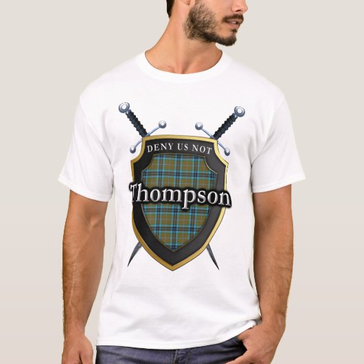 Bold Clan Thompson Tartan Scottish Shield T-shirt (Voorkant)