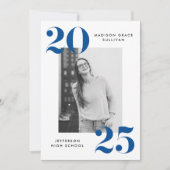 Bold Class of 2025 Blauwe Foto Afstudeerfeest Kaart (Voorkant)