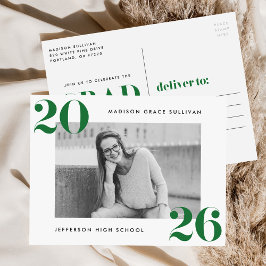 Bold Class of 2025 Groen Foto Afstudeerfeest Uitnodiging Briefkaart