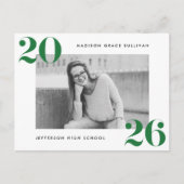Bold Class of 2025 Groen Foto Afstudeerfeest Uitnodiging Briefkaart (Voorkant)