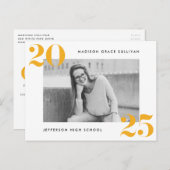 Bold Class of 2025 Yellow Photo Graduation Party Uitnodiging Briefkaart (Voorkant / Achterkant)